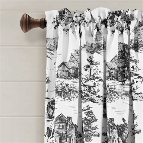 French Country Toile Room Darkening Window Curtain Set Lush Decor