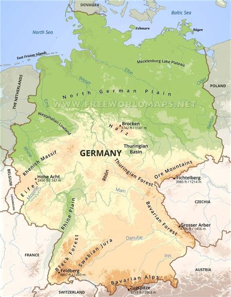germany topographic map map of germany topographic western europe europe