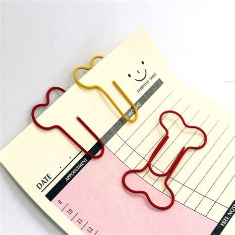 24pcslot Cute Funny Dog Bone Shaped Paper Clips Hollow Out Metal