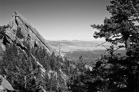 The Flatirons Boulder Colorado from the Royal Arch Black and White