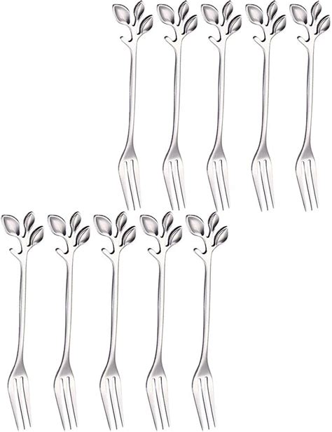 10pcs Appetizer Forks Creative Leaf Dessert Fork Fruits Cake Fork