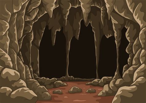 Premium Vector Cartoon The Cave With Stalactites
