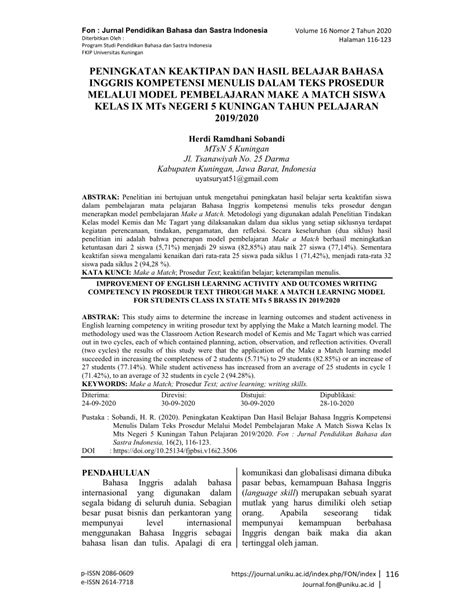 (PDF) PENINGKATAN KEAKTIPAN DAN HASIL BELAJAR BAHASA INGGRIS KOMPETENSI