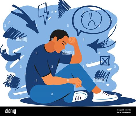 Mental Disorder Concept Depression Man Stress Despair Anxiety