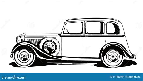 Classic Vintage Car From 1930`s Stock Illustration Illustration Of