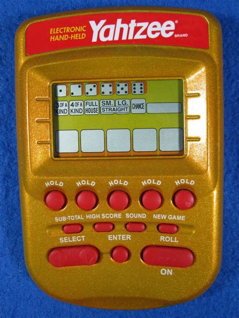 Yahtzee Electronic 2002 Handheld Game Hasbro Gold And Red Works Great
