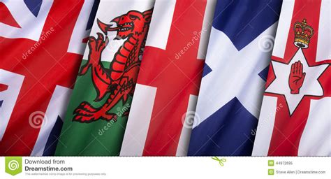 Flags Of The United Kingdom Of Great Britain Stock Photo