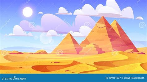 Egyptian Desert With Ancient Pyramids Stock Vector Illustration Of