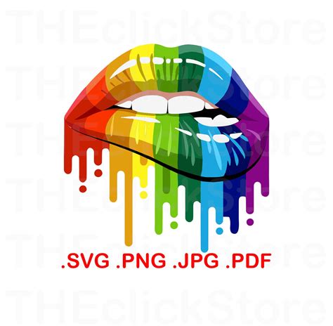 lgbtq pride lips svg rainbow lips svg biting rainbow lips etsy