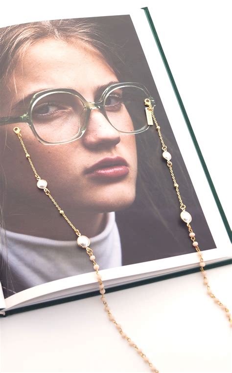 pearl gold eyeglass chain dainty rosary chain for sunglasses etsy gold eyeglass chain