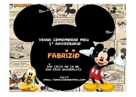 Convite Mickey Para Editar