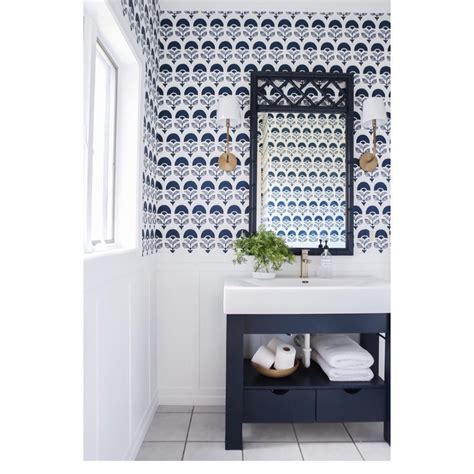 Larkspur Wallpaper Serena And Lily Bathroom Style Powder Room