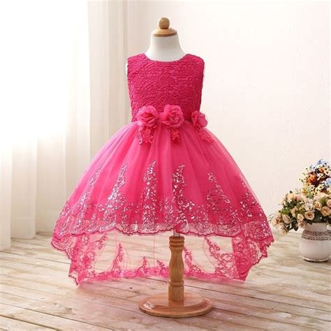 2 14y High Quality Girl Sequins Lace Princess Flower Party Dress Wish Flower Girl Dresses