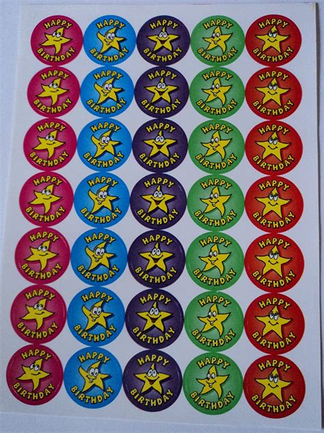 105 Happy Birthday Stars Stickers 24mm Everything Else