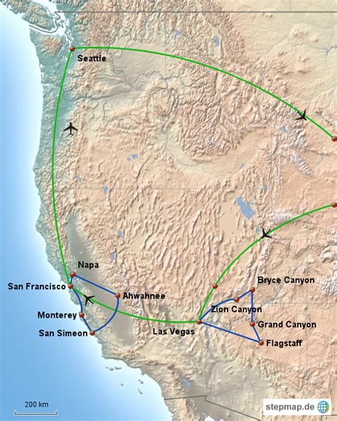 Stepmap West Coast Usa Landkarte Für Usa