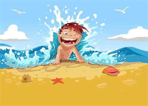 Cartoon Children Summer Beach 94358 Free Eps Download 4 Vector