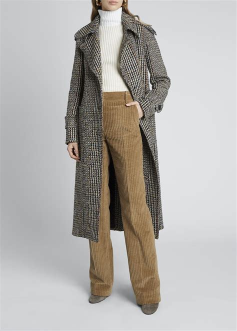 Victoria Beckham Multi Tweed Fitted Trench Coat Bergdorf Goodman