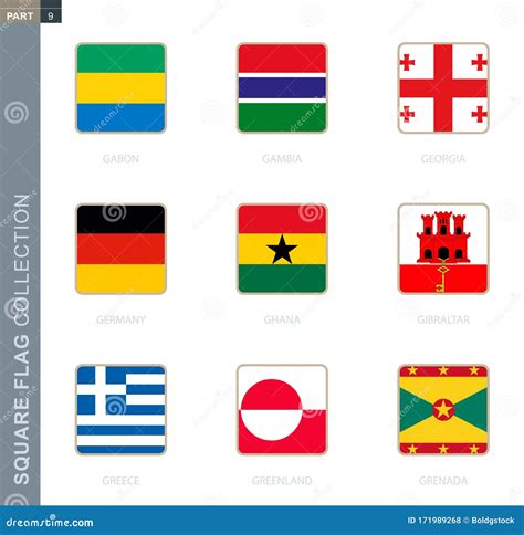 Square Flags Collection Of The World Stock Vector Illustration Of