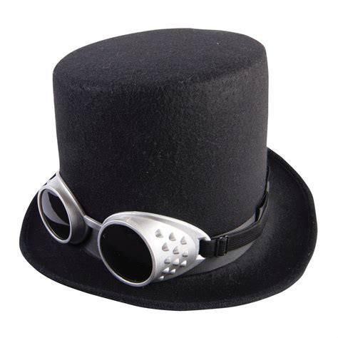 Black Steampunk Top Hat With Goggles For Adults In 2021 Steampunk Top