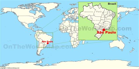 Mapa de são paulo com cidades principais. São Paulo on The World Map