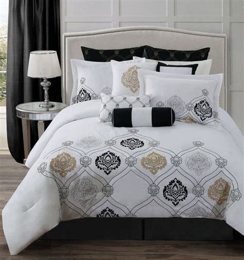 You might discovered another black and white comforter set king better design ideas. 14 Piece King Claibourne Black/White Bed in a Bag w/500TC ...