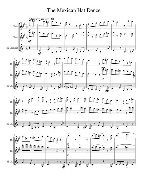 The Mexican Hat Dance Sheet Music For Flute Clarinet In B Flat