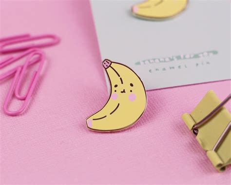 Kawaii Banana Enamel Pin Cute Enamel Pin Fruit Enamel Pins | Etsy in 2020 | Enamel pins, Enamel ...