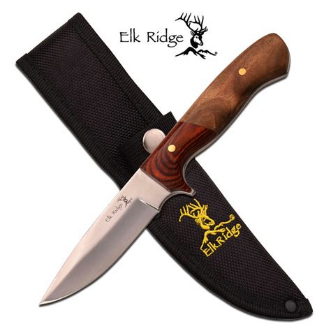 Elk Ridge Fixed Blade Knife Pakkawood Burl Polished Blade 85