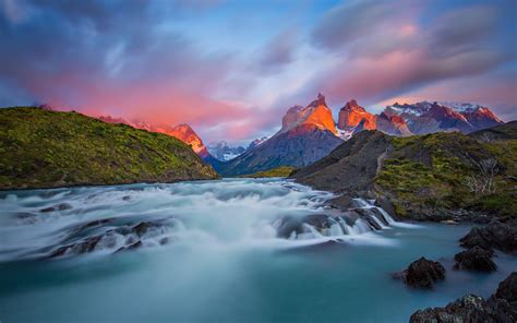 Download Wallpapers Torres Del Paine National Park Evening Andes