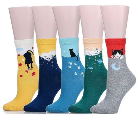 Cute Cat Socks 5 Pack Cute Socks Harajuku Women Colorful Socks