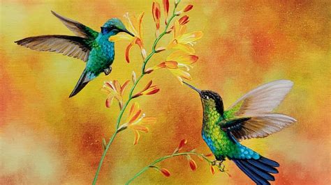 Hummingbirds Acrylic Painting Live Tutorial Youtube