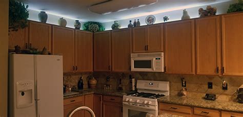 Rgb Strip Lights Are Used For Above Kitchen Cabinet Accent Lighting