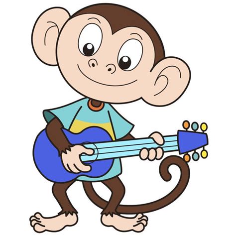 Cartoon Monkey Playing Guitar Wall Decal N N N