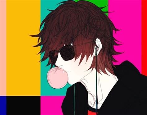 Bubble gum.Sunglasses.Headphones.animeguy | Cute anime guys, Manga