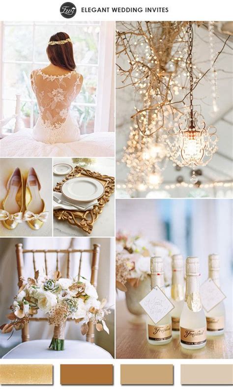 Colored wedding gowns are one of the coolest champagne color is a very soft shade suitable for romantic brides, and white lace appliques stand. 10 Hottest Gold Wedding Color Ideas-2016 Wedding Trends ...