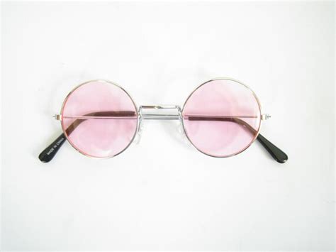 Round Pink Tinted Sunglasses With Silver By Thesecurlsvintage
