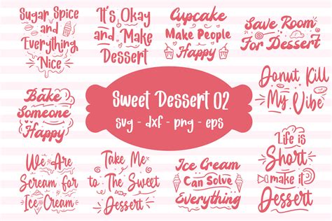 Sweet Dessert Quotes Bundle Graphic By Typefactory · Creative Fabrica