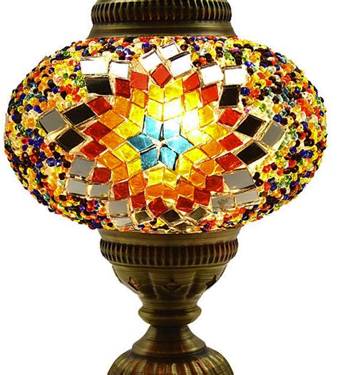 Turkish Moroccan Mosaic Table Bedside Desk Tiffany Lamp Light Multi