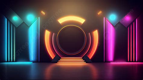 Stage Neon Colorful Background Stage Neon Lights Background
