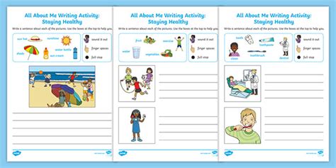 All About Me Writing Activities Staying Healthy