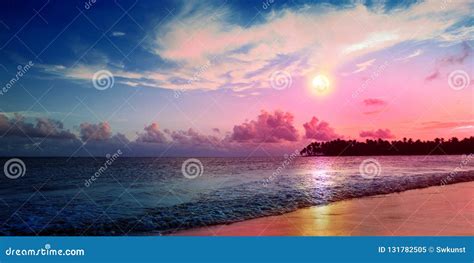 Caribbean Sunset On Tropical Beach Sky Sunset Stock Image Image Of