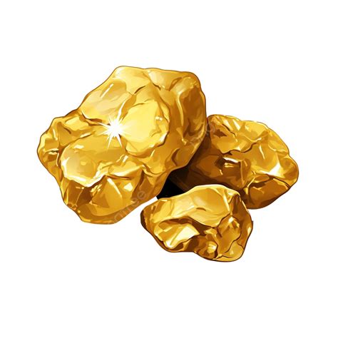 Gold Nugget Illustration Golden Gold Mine Png Transparent Image And