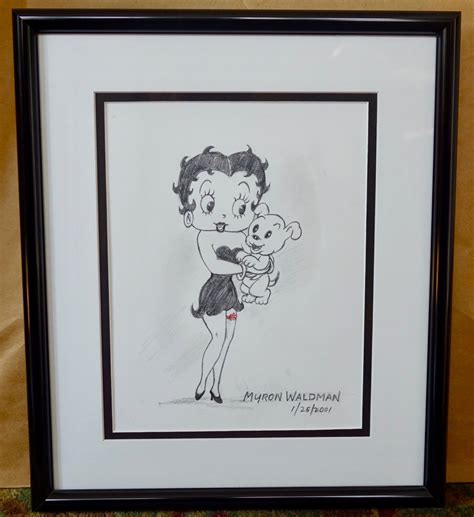 Myron Waldman Original Betty Boop With Pudgy Rare Find Framedsigned