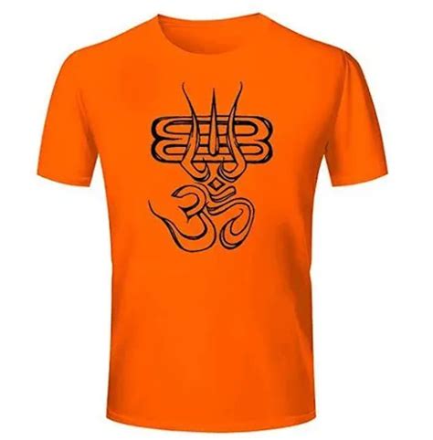 Round Bholenath Tshirt Kanwar Yatra T Shirts Mahadev Printed Orange