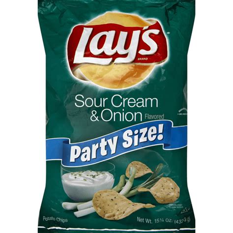 Lays® Party Size Sour Cream And Onion Potato Chips 1525 Oz Bag