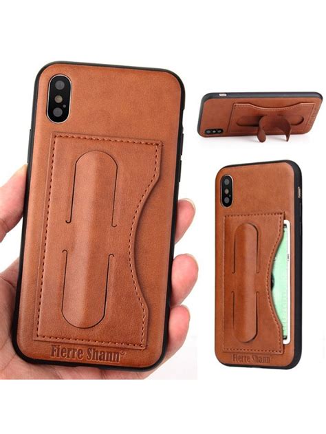 Buy products such as onn. Leather phone case with card holder kickstand for iPhone ...