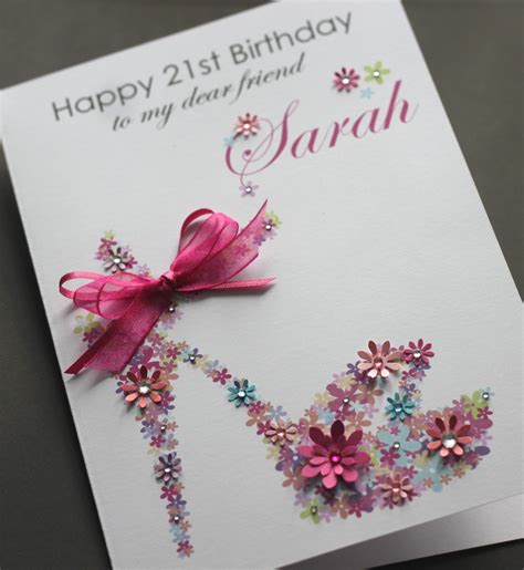 Large A5 Handmade Personalised Floral Shoe Birthday Card Sister Friend