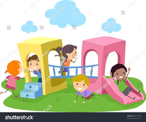 Illustration Kids Playing Playground Stock Vector 81677953 Shutterstock