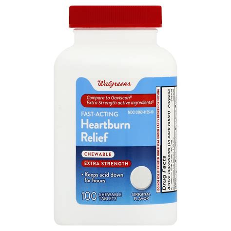 Walgreens Heartburn Antacid Chewable Tablets Extra Strength Walgreens