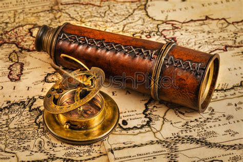 Old Vintage Compass On Ancient Map Stock Photo Crushpixel